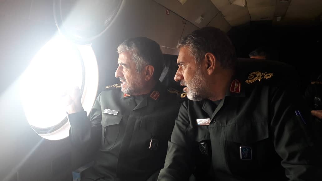 بازدید هوایی فرمانده کل سپاه از مناطق سیلزده ی خوزستان