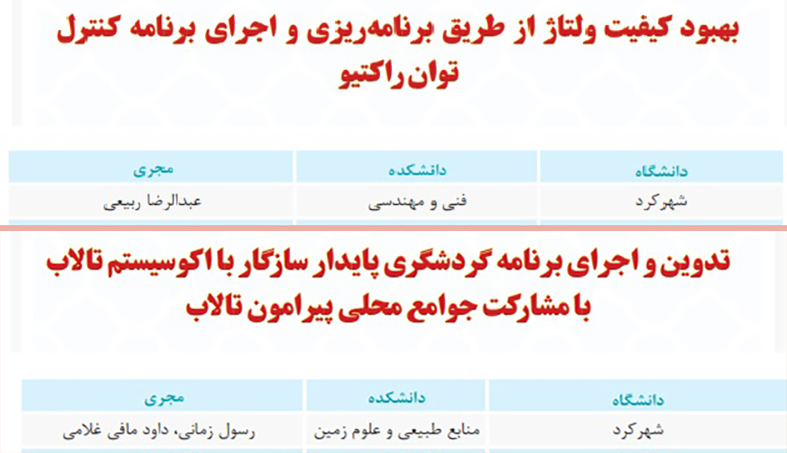 انتخاب دو طرح دانشگاه شهركرد به عنوان برگزيده وزارت علوم، تحقیقات و فن آوری