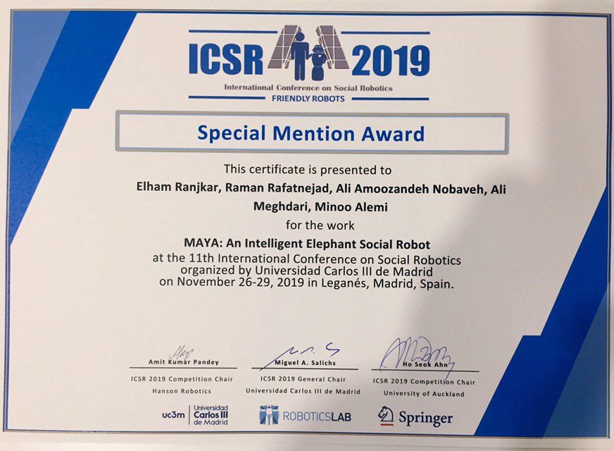 دریافت بالاترین جایزه همایش بین‌المللی رباتیک اجتماعی