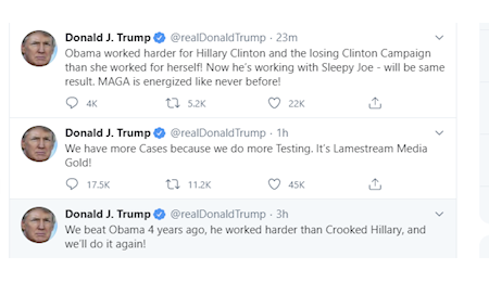 ترامپ: تلاش اوباما برای کلینتون نتیجه نداشت برای بایدن هم ندارد