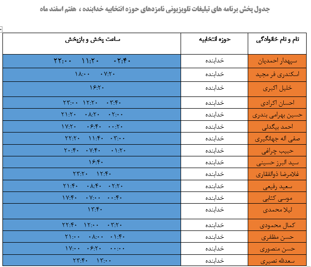اعلام زمانبندی ادامه پخش برنامه‌های تبلیغاتی
