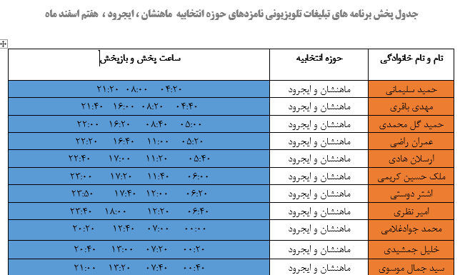 اعلام زمانبندی ادامه پخش برنامه‌های تبلیغاتی